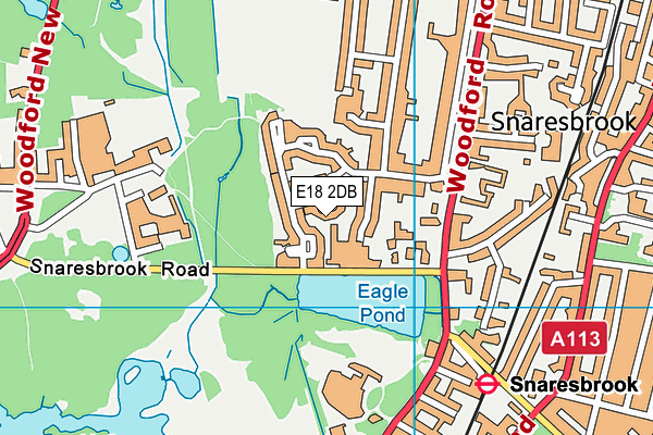 E18 2DB map - OS VectorMap District (Ordnance Survey)