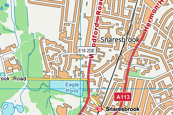 E18 2DE map - OS VectorMap District (Ordnance Survey)