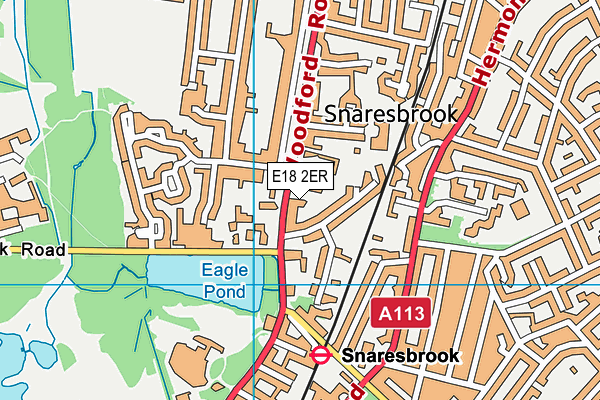 E18 2ER map - OS VectorMap District (Ordnance Survey)