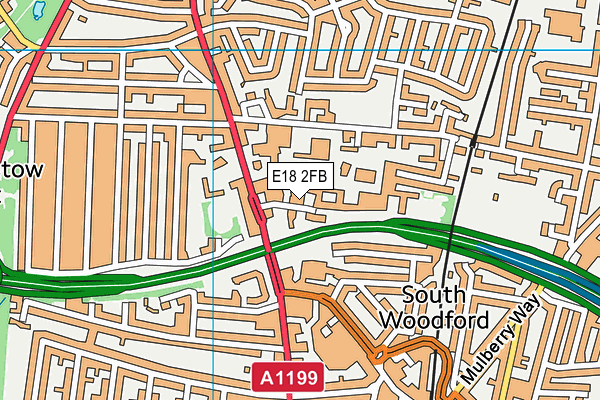 E18 2FB map - OS VectorMap District (Ordnance Survey)