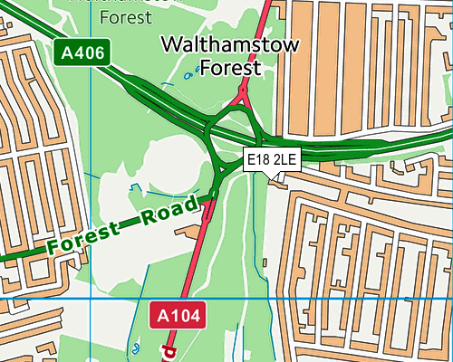 E18 2LE map - OS VectorMap District (Ordnance Survey)