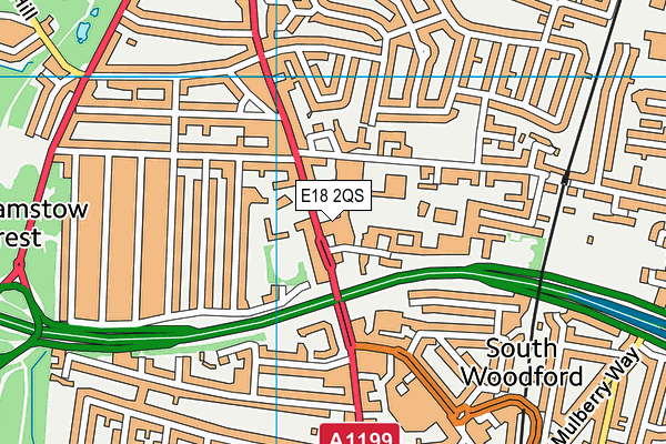 E18 2QS map - OS VectorMap District (Ordnance Survey)