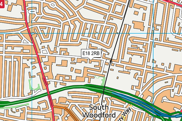 E18 2RB map - OS VectorMap District (Ordnance Survey)