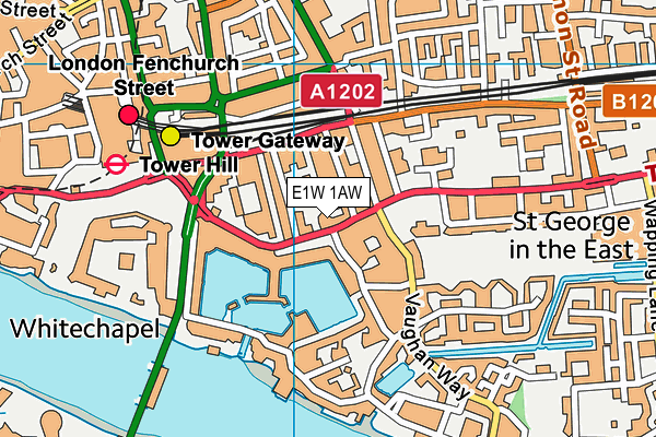 E1W 1AW map - OS VectorMap District (Ordnance Survey)