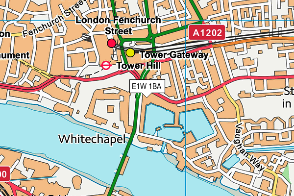 E1W 1BA map - OS VectorMap District (Ordnance Survey)