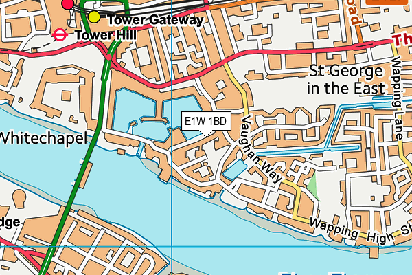 E1W 1BD map - OS VectorMap District (Ordnance Survey)