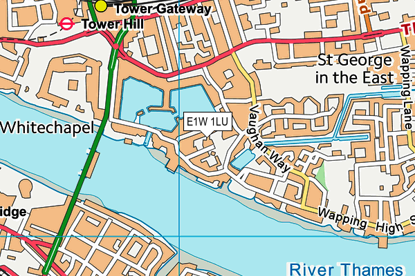 E1W 1LU map - OS VectorMap District (Ordnance Survey)