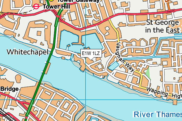 E1W 1LZ map - OS VectorMap District (Ordnance Survey)