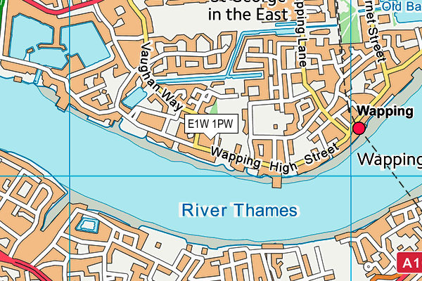 E1W 1PW map - OS VectorMap District (Ordnance Survey)