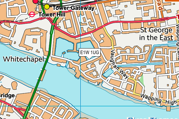 E1W 1UG map - OS VectorMap District (Ordnance Survey)