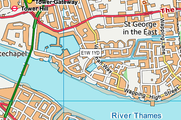 E1W 1YD map - OS VectorMap District (Ordnance Survey)