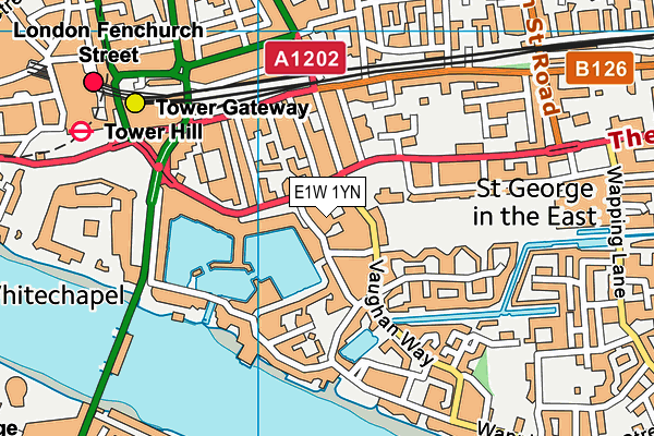 E1W 1YN map - OS VectorMap District (Ordnance Survey)