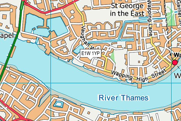 E1W 1YP map - OS VectorMap District (Ordnance Survey)