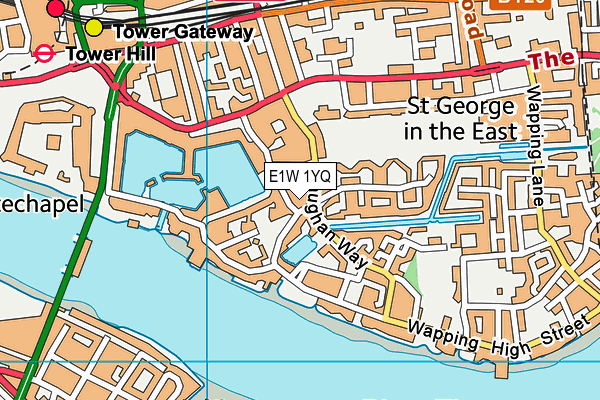 E1W 1YQ map - OS VectorMap District (Ordnance Survey)