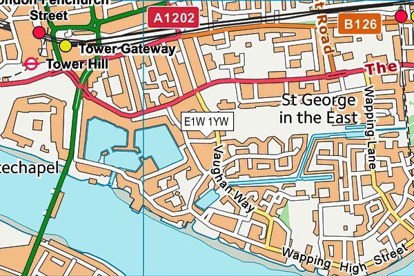Fitness First (Thomas More Square - Wapping) map (E1W 1YW) - OS VectorMap District (Ordnance Survey)