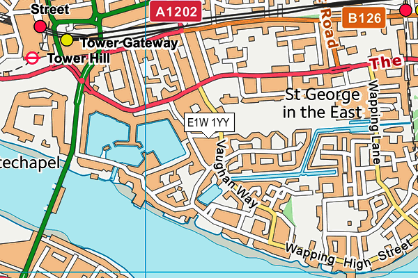 E1W 1YY map - OS VectorMap District (Ordnance Survey)