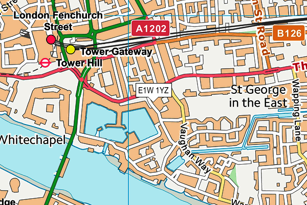 E1W 1YZ map - OS VectorMap District (Ordnance Survey)