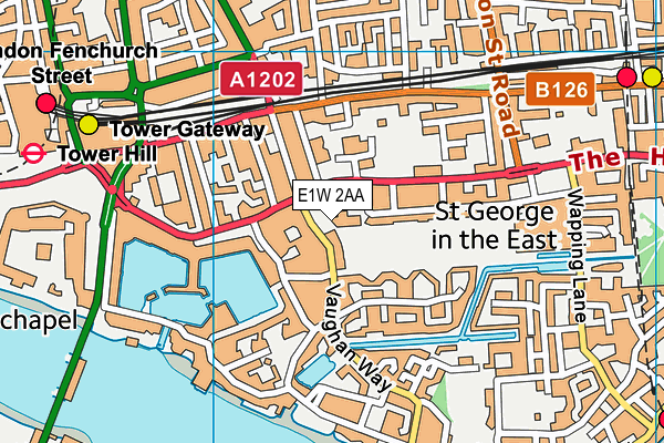 E1W 2AA map - OS VectorMap District (Ordnance Survey)