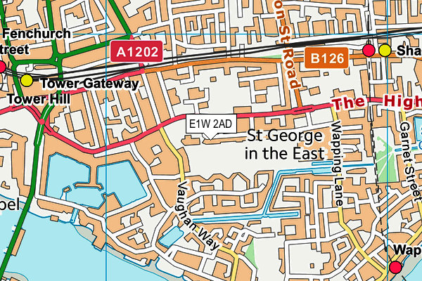 E1W 2AD map - OS VectorMap District (Ordnance Survey)