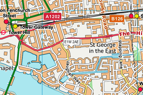 E1W 2AE map - OS VectorMap District (Ordnance Survey)