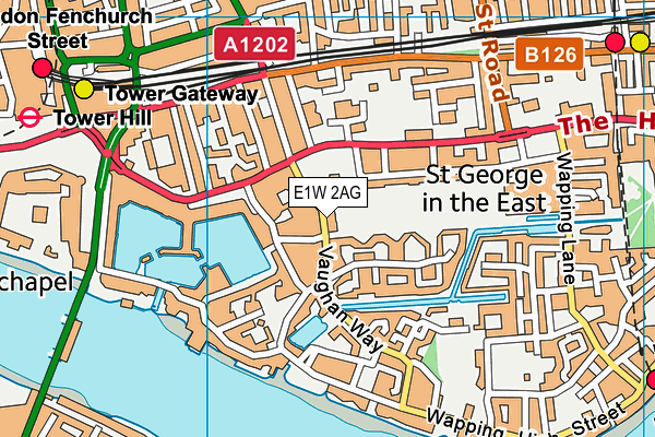 E1W 2AG map - OS VectorMap District (Ordnance Survey)