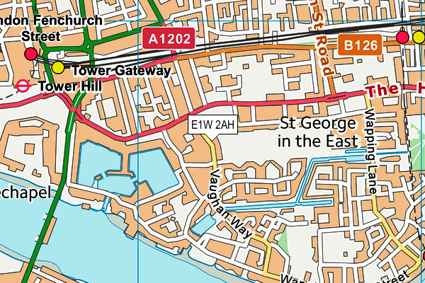 E1W 2AH map - OS VectorMap District (Ordnance Survey)