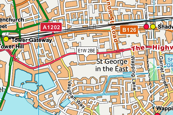 E1W 2BE map - OS VectorMap District (Ordnance Survey)