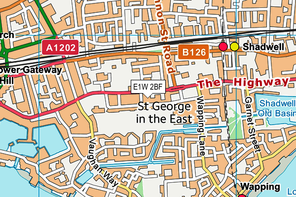 E1W 2BF map - OS VectorMap District (Ordnance Survey)