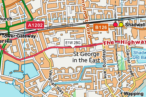 E1W 2BG map - OS VectorMap District (Ordnance Survey)