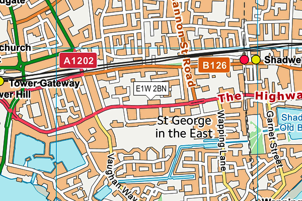 E1W 2BN map - OS VectorMap District (Ordnance Survey)