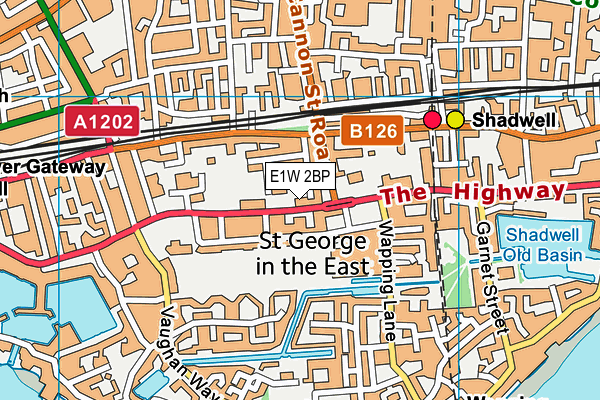 E1W 2BP map - OS VectorMap District (Ordnance Survey)