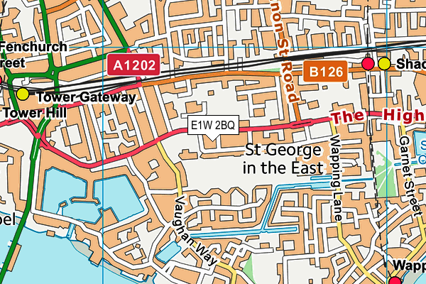 E1W 2BQ map - OS VectorMap District (Ordnance Survey)