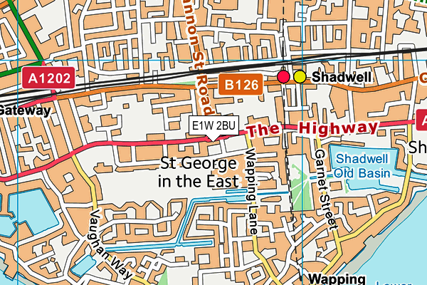 E1W 2BU map - OS VectorMap District (Ordnance Survey)