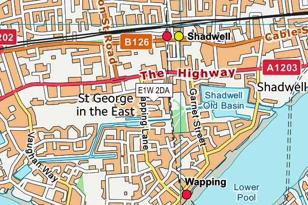E1W 2DA map - OS VectorMap District (Ordnance Survey)