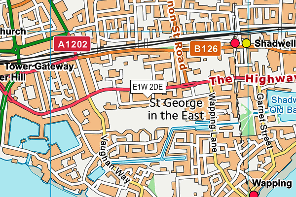 E1W 2DE map - OS VectorMap District (Ordnance Survey)