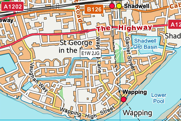 E1W 2JG map - OS VectorMap District (Ordnance Survey)