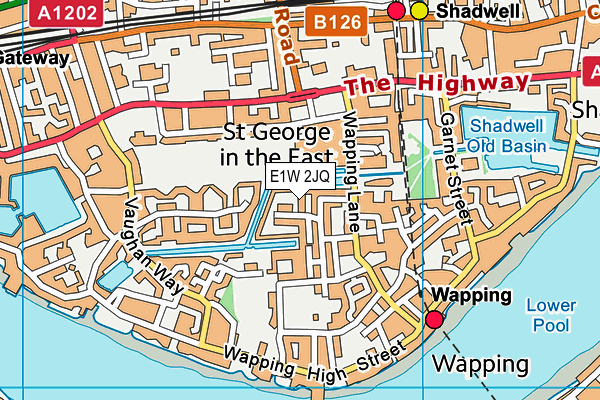 E1W 2JQ map - OS VectorMap District (Ordnance Survey)