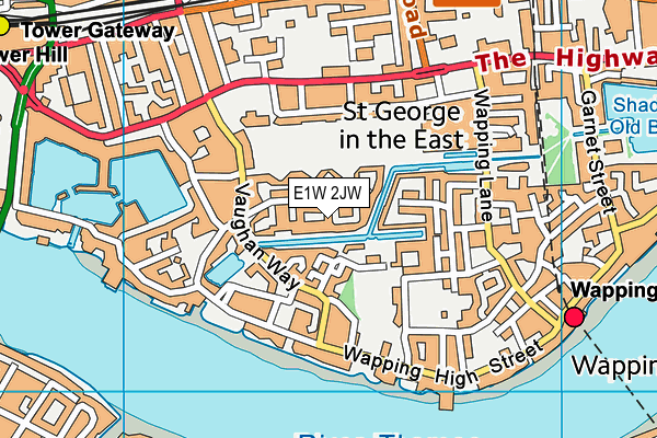 E1W 2JW map - OS VectorMap District (Ordnance Survey)