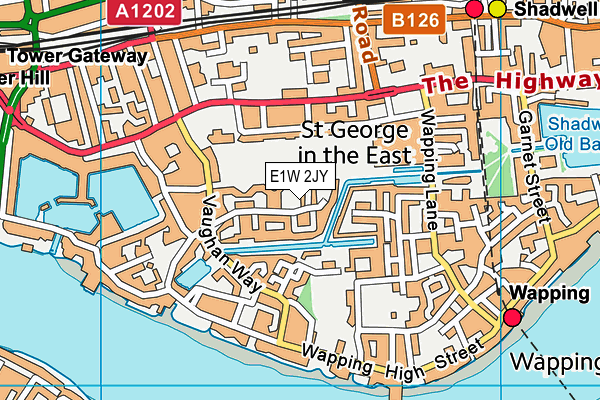 E1W 2JY map - OS VectorMap District (Ordnance Survey)