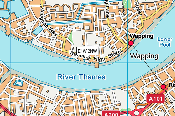 E1W 2NW map - OS VectorMap District (Ordnance Survey)