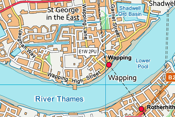 E1W 2PU map - OS VectorMap District (Ordnance Survey)