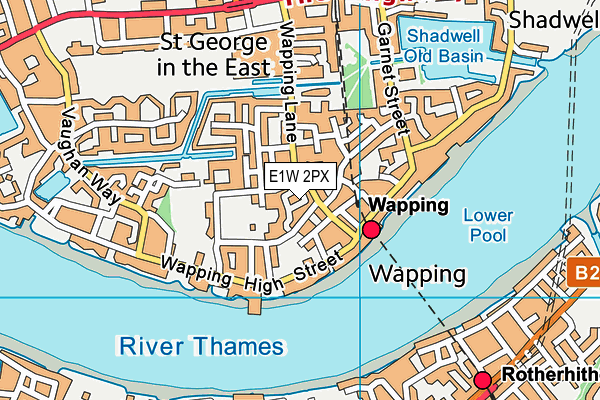 E1W 2PX map - OS VectorMap District (Ordnance Survey)