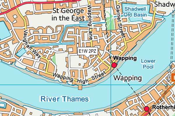 E1W 2PZ map - OS VectorMap District (Ordnance Survey)