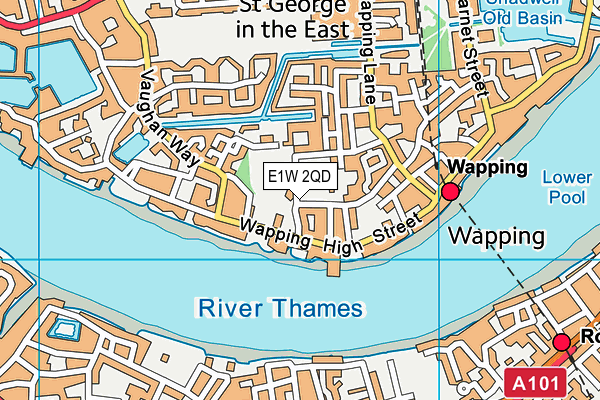 E1W 2QD map - OS VectorMap District (Ordnance Survey)