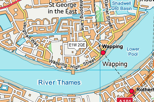 Wapping Gardens map (E1W 2QE) - OS VectorMap District (Ordnance Survey)