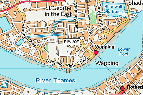 E1W 2QF map - OS VectorMap District (Ordnance Survey)