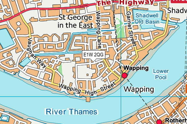 E1W 2QG map - OS VectorMap District (Ordnance Survey)