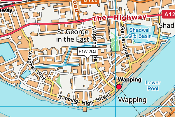 E1W 2QJ map - OS VectorMap District (Ordnance Survey)