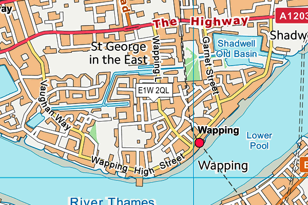 E1W 2QL map - OS VectorMap District (Ordnance Survey)