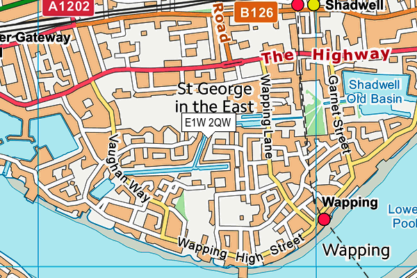 E1W 2QW map - OS VectorMap District (Ordnance Survey)